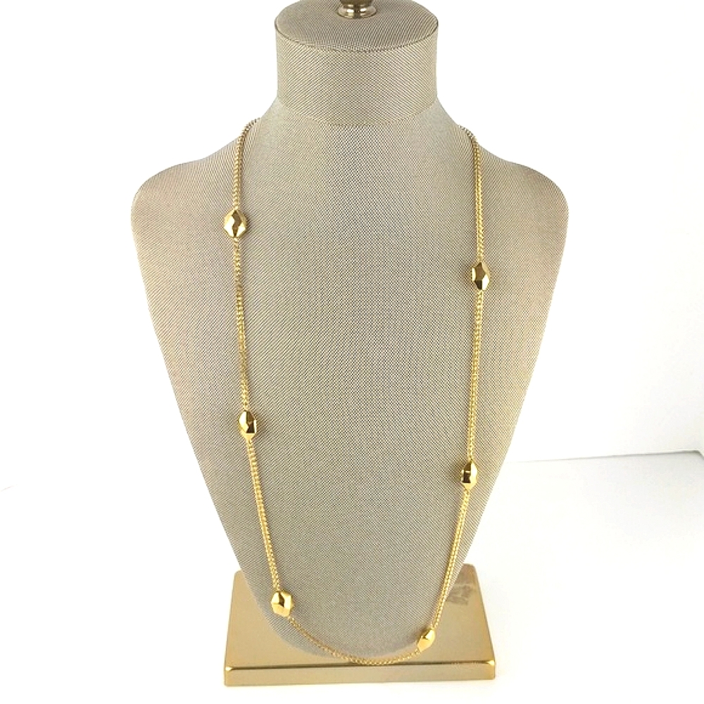 Gold Beaded Matinee Necklace